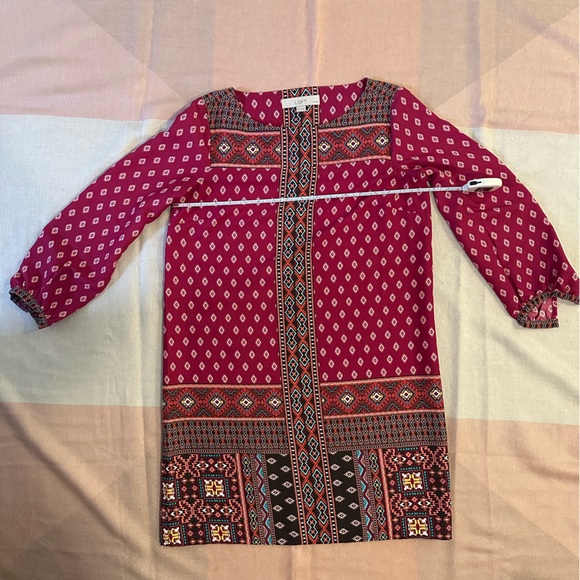 LOFT XXSP Diamond Mosaic 3/4 Sleeve Dress - Picture 2 of 10